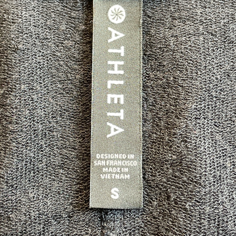 Athleta Pranayama Wrap Cardigan Small Black Thumb Hole Heavy Modal Blend Pockets - Picture 3 of 13